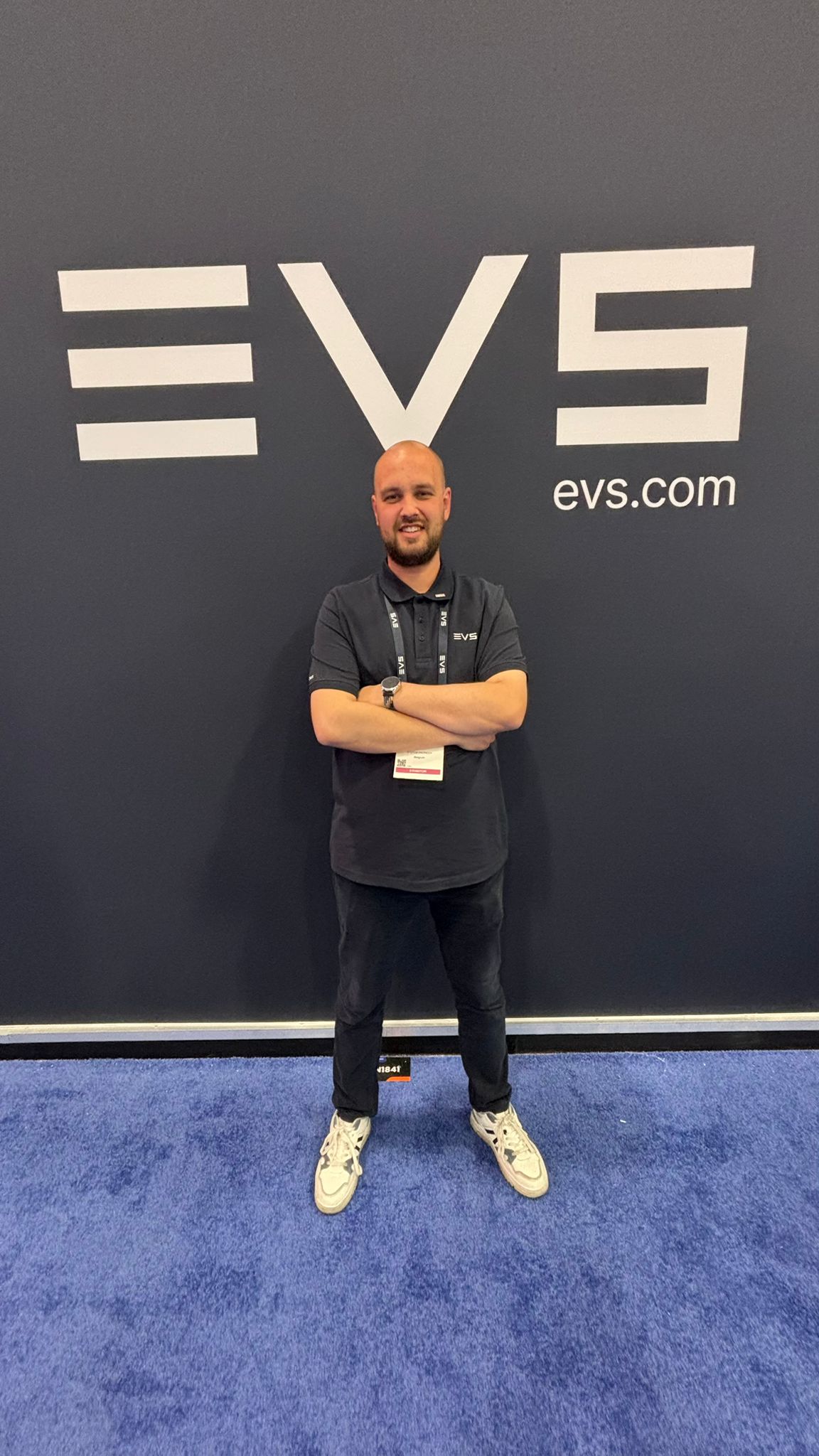 Adrien Hagelstein at the EVS booth, NAB Show 2026, Las Vegas